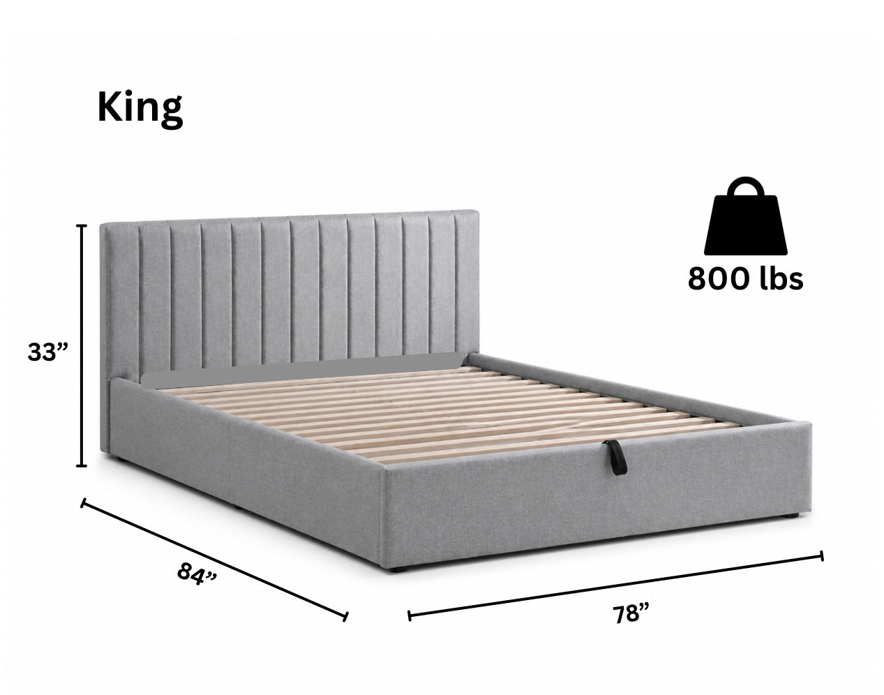 Hydraulic Storage Vertical Tufted Upholstered Platform Bed