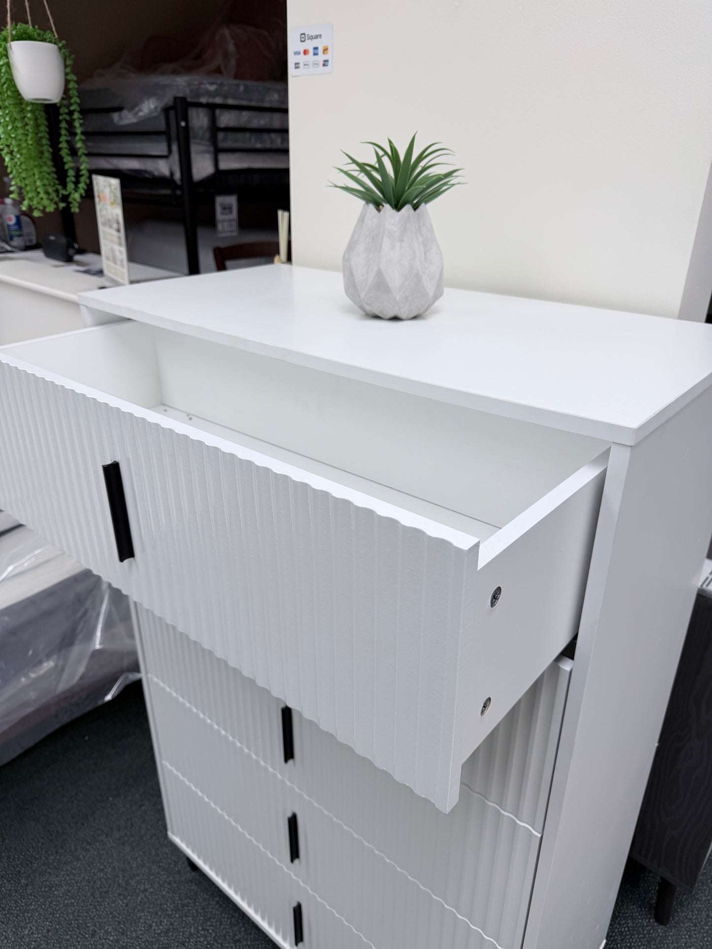 White 49” Tall 5 Drawers Accent Dresser Chest