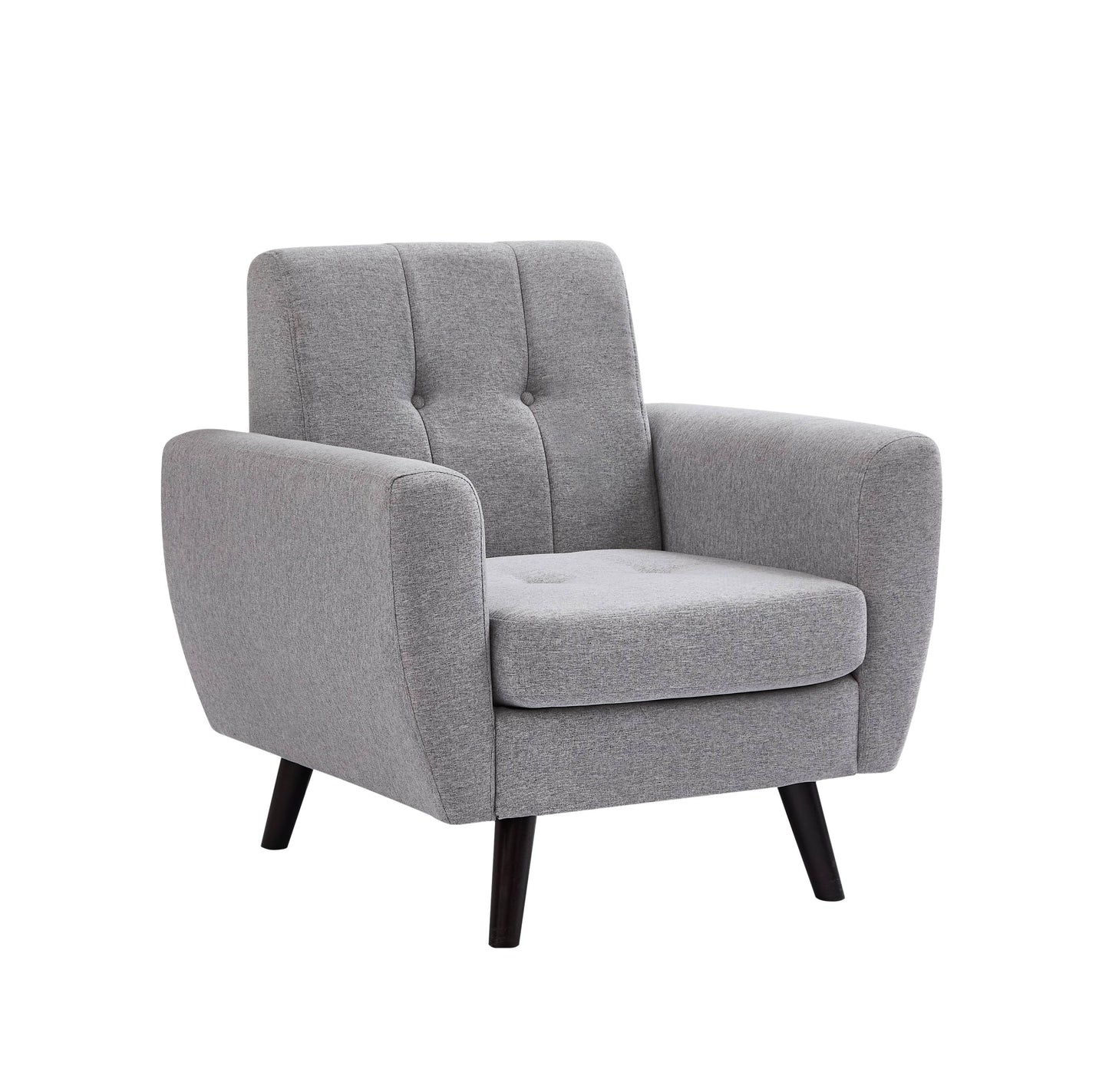 Modern Grey 3-Piece Sofa Set – Tufted Back, Soft Touch Fabric & Solid Wood Legs