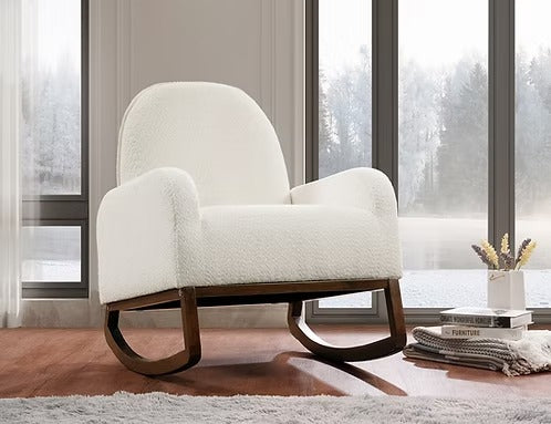 Modern Bouclé Rocking Accent Chair,Beige