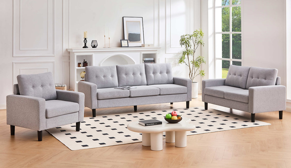 Modern Button-Tufted Fabric Sofa Collection,Grey