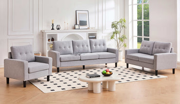 Modern Button-Tufted Fabric Sofa Collection,Grey