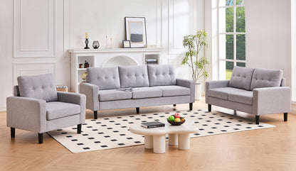 Modern Button-Tufted Fabric Sofa Collection,Grey