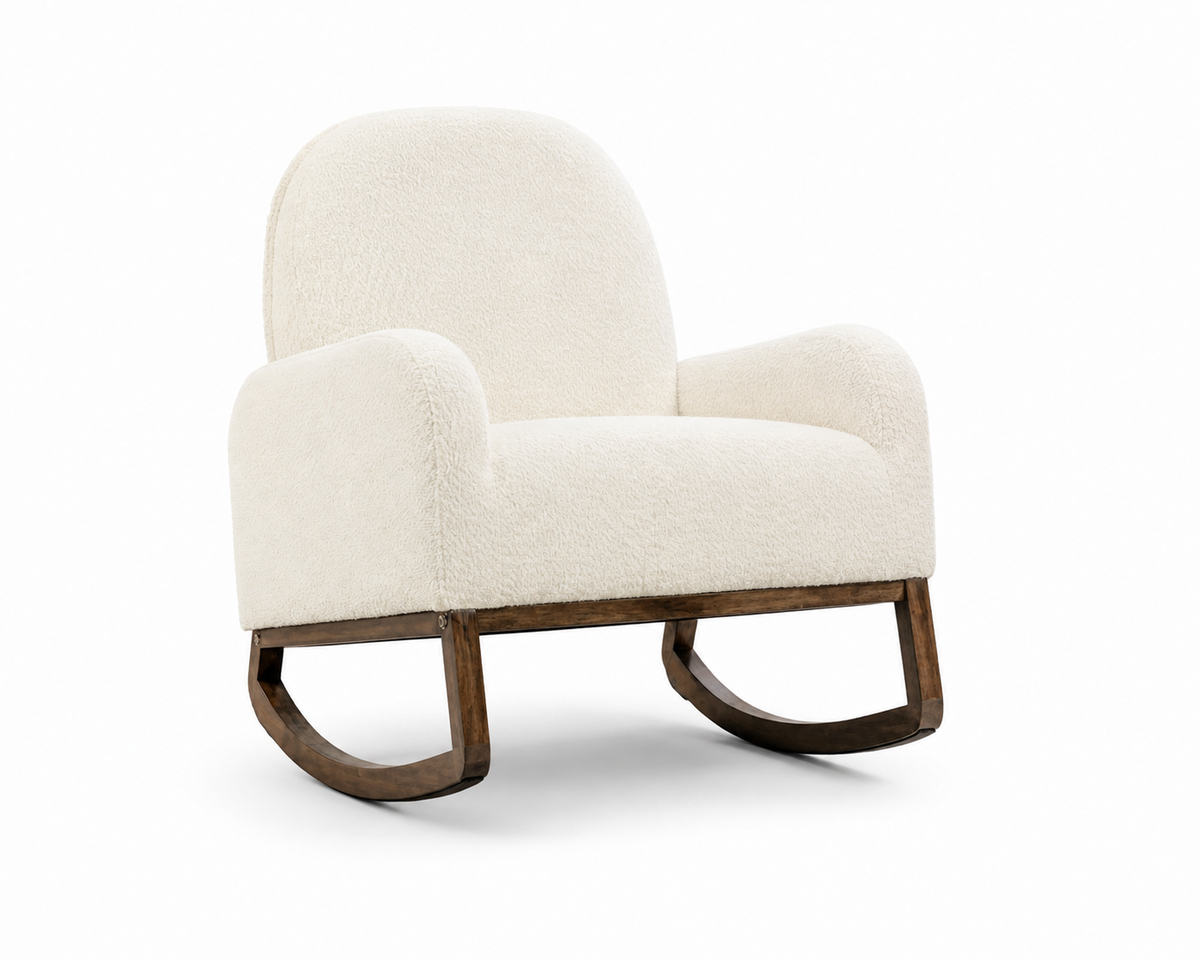 Modern Bouclé Rocking Accent Chair, Beige