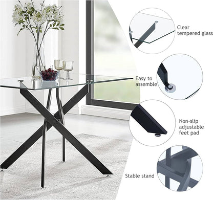5-Piece Modern Glass Dining Table Set