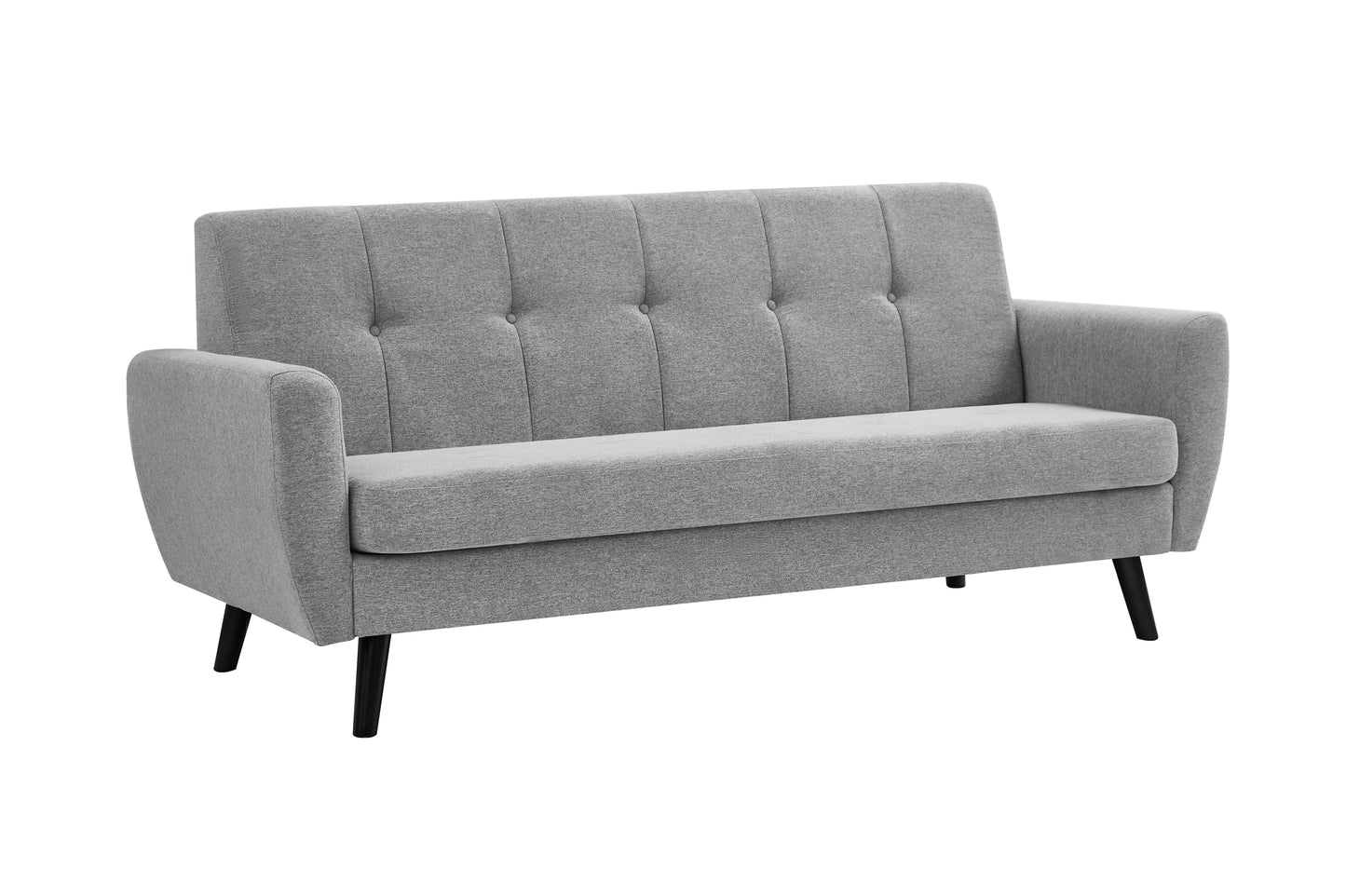 Modern Grey 3-Piece Sofa Set – Tufted Back, Soft Touch Fabric & Solid Wood Legs