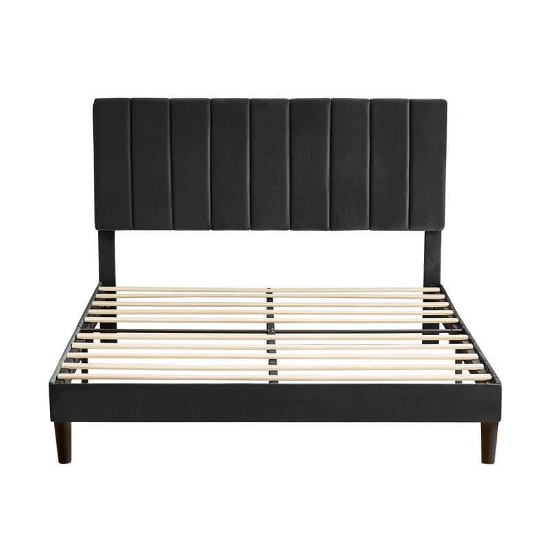 Black Vegan Leather Upholstered Platform Bed