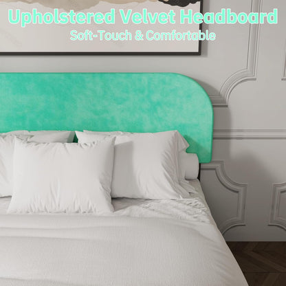 Aqua Velvet Arc Platform Bed with Adjustable Bed