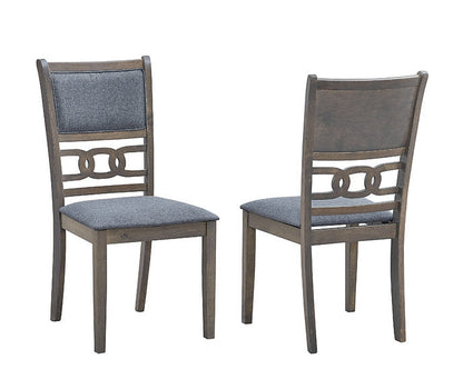 Antique Grey Dining Table with 6 Grey Wooden Fabric Chairs