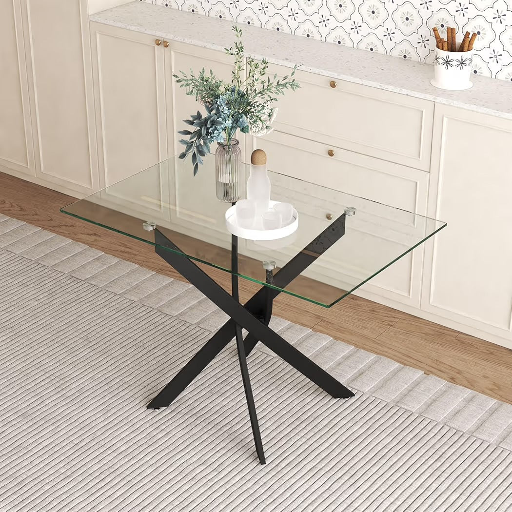 5-Piece Modern Glass Dining Table Set