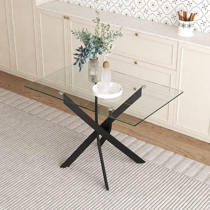 5-Piece Modern Glass Dining Table Set