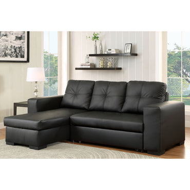 Contemporary Reversible Sectional Sofa Bed, Black