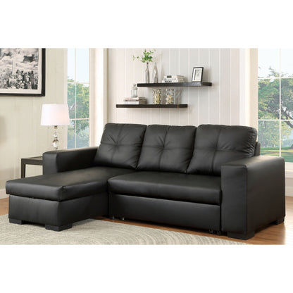 Contemporary Reversible Sectional Sofa Bed, Black
