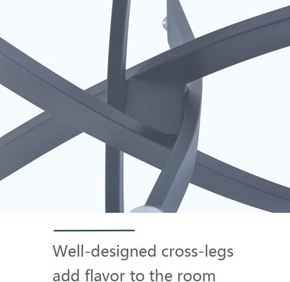 6 Seater Glass Dining Table with Solid Metal Legs
