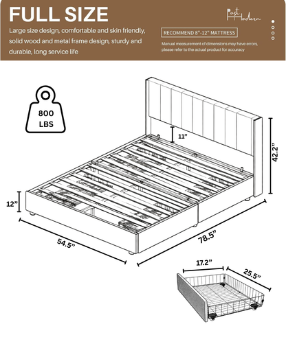 Velvet Wingback Upholstered Platform Bed with Drawer Storage
