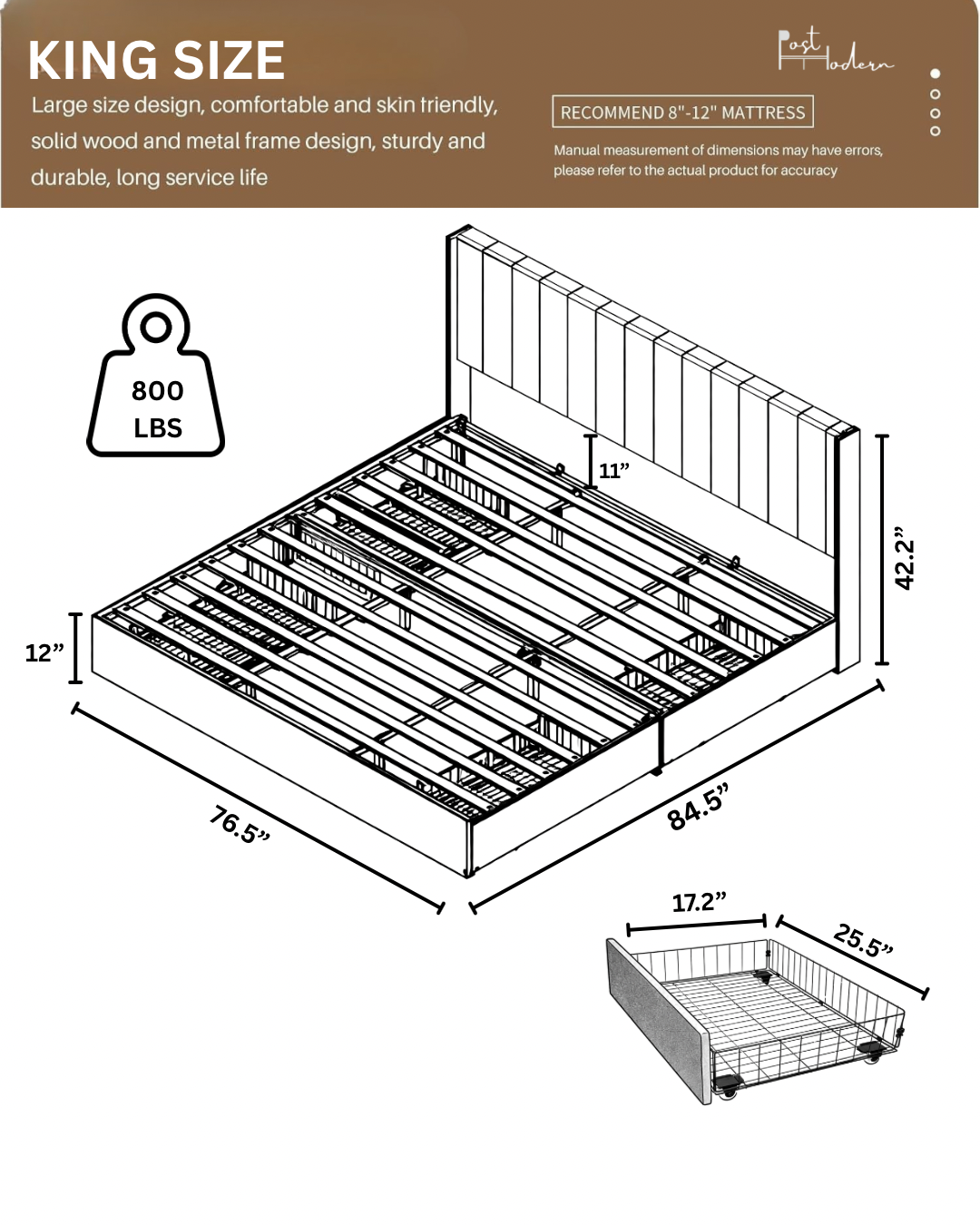 Velvet Wingback Upholstered Platform Bed with Drawer Storage