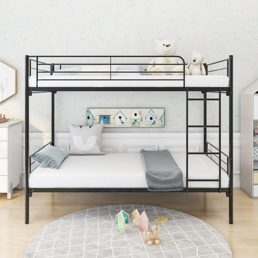 Twin/Twin Metal Platform Bunk Bed with Metal Slats Support