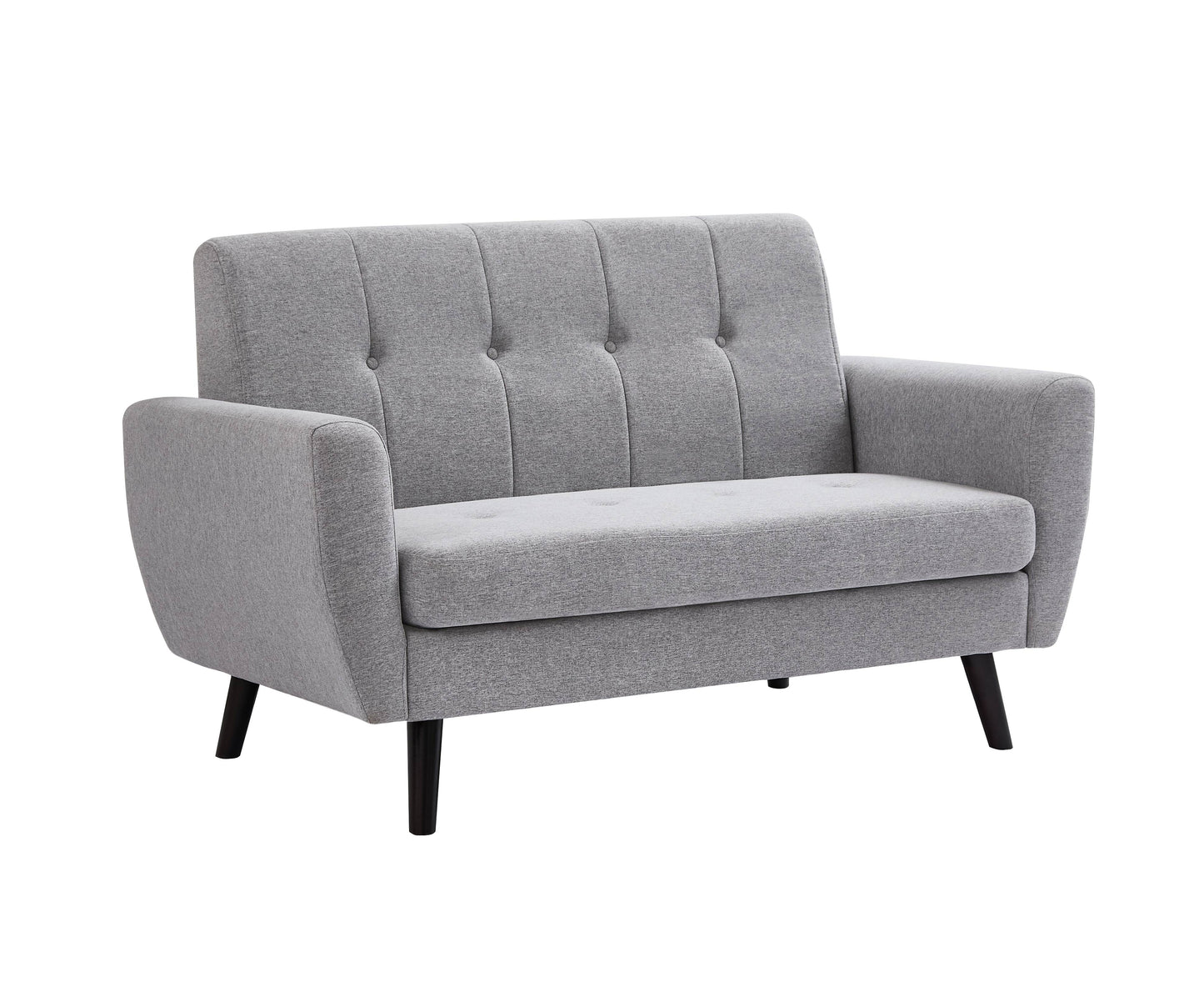 Modern Grey 3-Piece Sofa Set – Tufted Back, Soft Touch Fabric & Solid Wood Legs