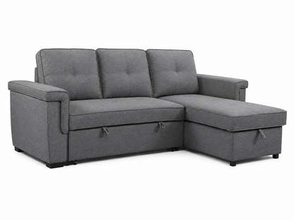 Reversible Chaise Fabric Sleeper Sectional,Grey