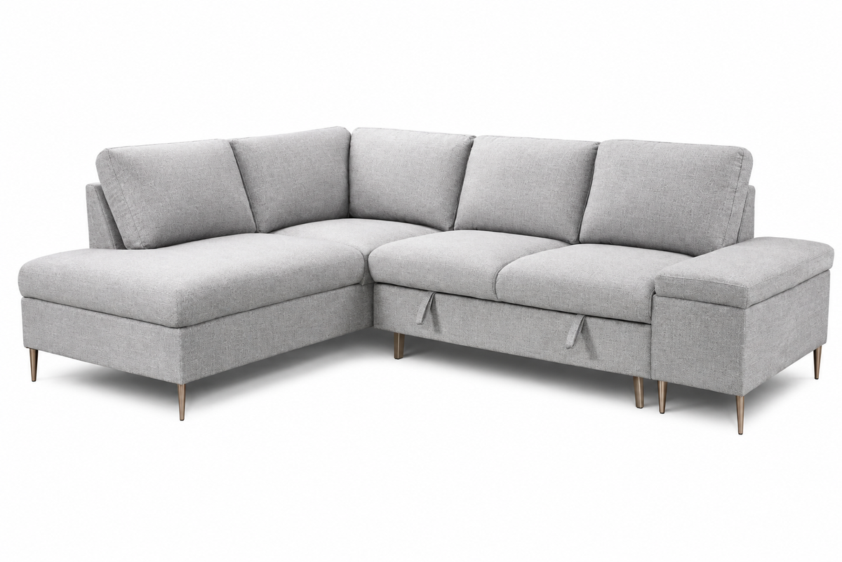 Modern Sleeper Sectional with Storage Chaise, Grey