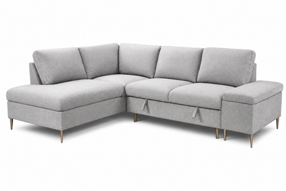 Modern Sleeper Sectional with Storage Chaise, Grey