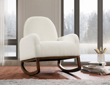 Modern Bouclé Rocking Accent Chair, Beige