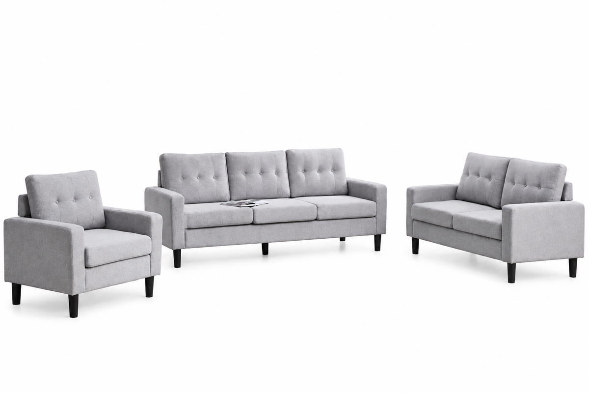 Modern Button-Tufted Fabric Sofa Collection,Grey