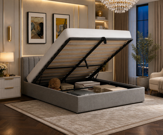 Hydraulic Storage Vertical Tufted Upholstered Platform Bed