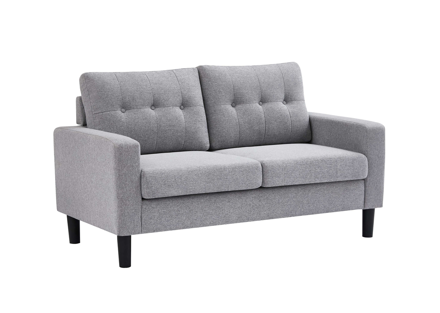 Modern Grey Fabric Sofa Set – Sofa, Loveseat & Chair | Button Tufted Living Room Set