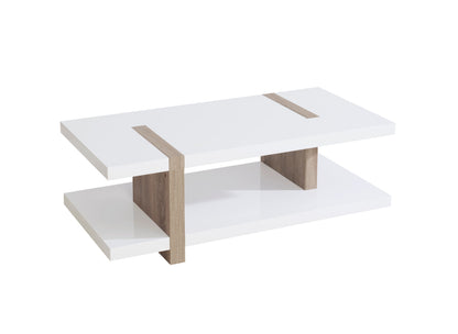 Modern Coffee Table Set with White Top & Natural Wood Base