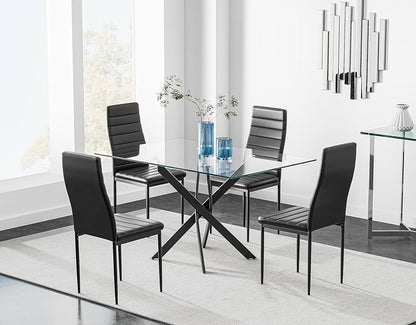 5-Piece Modern Glass Dining Table Set