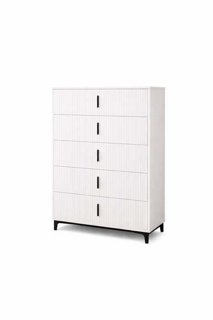 White 49” Tall 5 Drawers Accent Dresser Chest