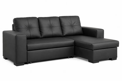 Contemporary Reversible Sectional Sofa Bed, Black