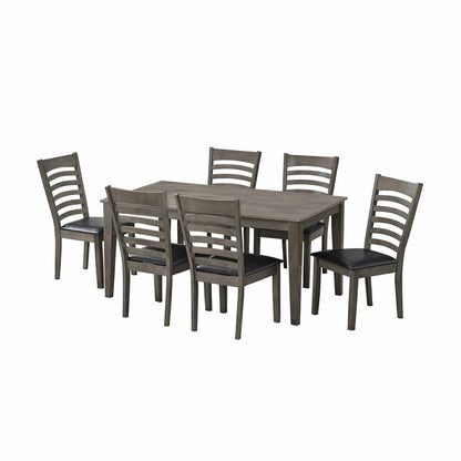 Antique Grey Dining Table with 6 PU Chairs