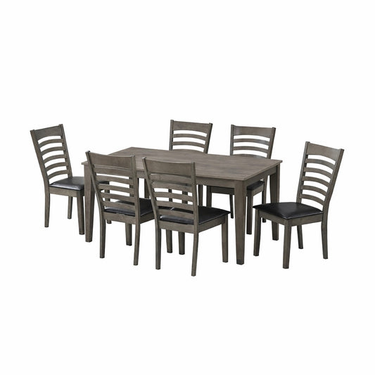 Antique Grey Dining Table with 6 PU Chairs
