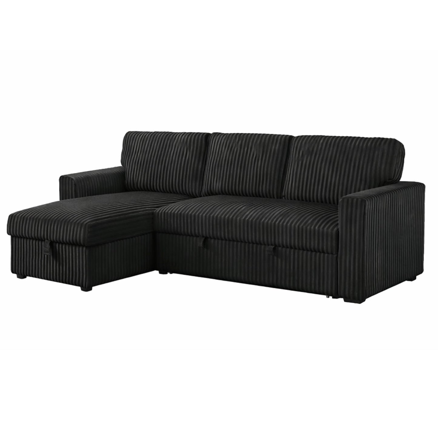 Reversible Chaise Sofa Bed Sectional – Black Fur Corduroy