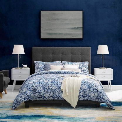 Velvet Square Tufted Upholstered Platform Bed
