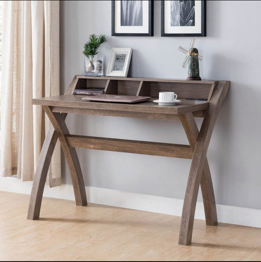 Modern Wooden Desk with Storage and Charging Station