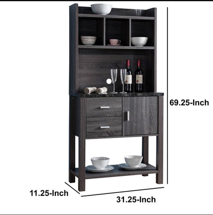 Multi Storage Wooden Baker’s Rack/ Storage Cabinet, Grey