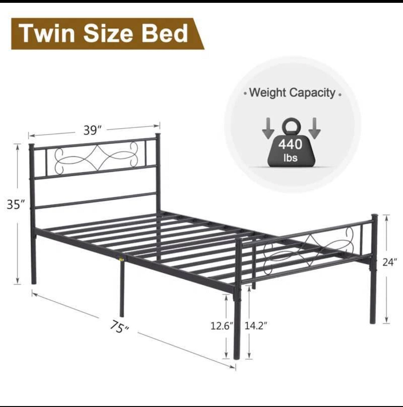Metal Platform Bed Frame  With Headboard