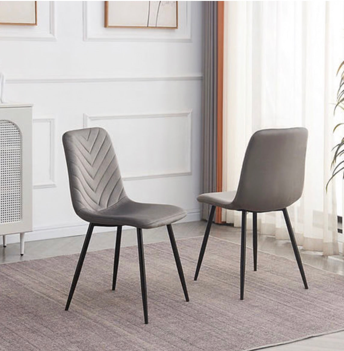 Sintered Stone White Marble Top Table with 6 Velvet Chairs