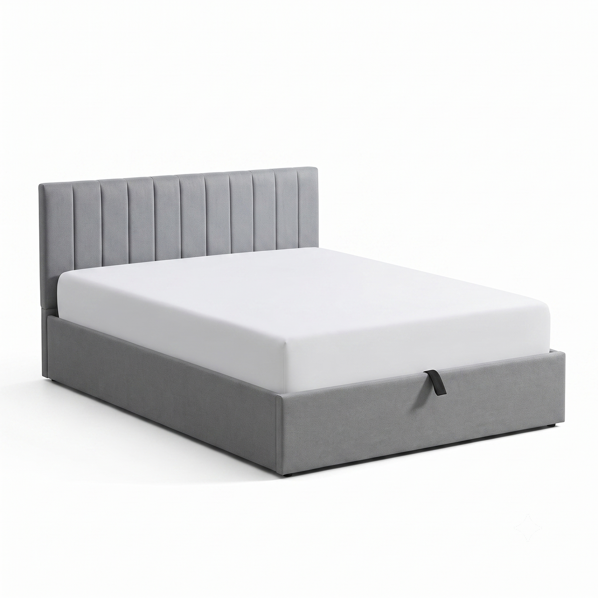Vertical-Tufted Hydraulic Storage Platform Bed,Grey Fabric