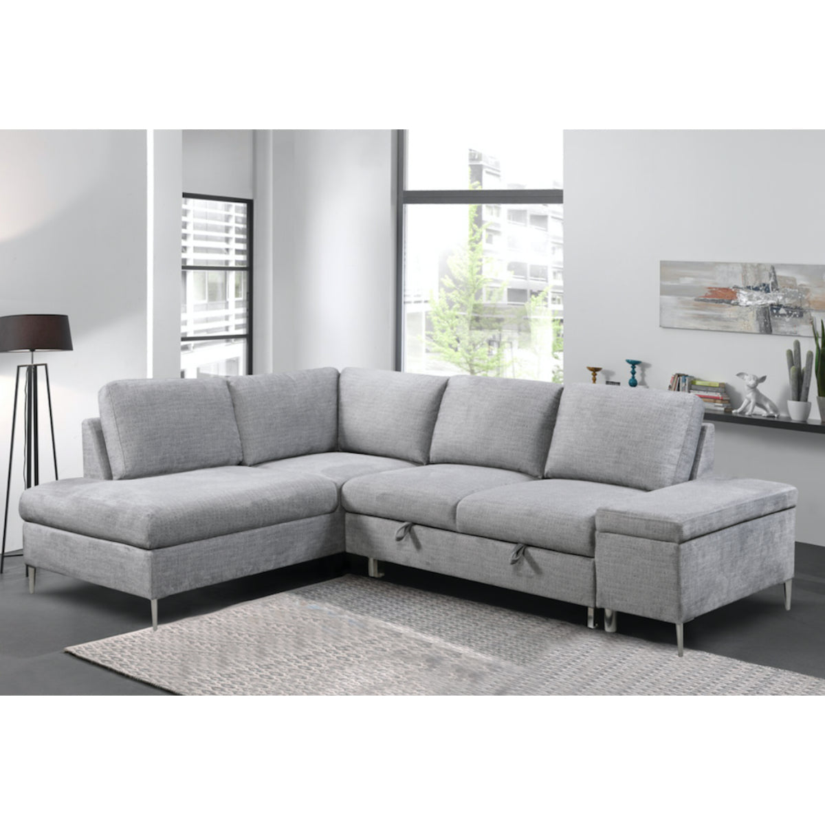 Sofa Bed Sectional – Soft Grey Fabric