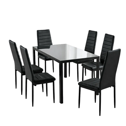 7- Piece Black Dining Table and Chair Set