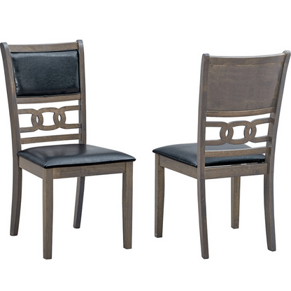 Antique Grey Dining Table with 6 Black PU Chairs