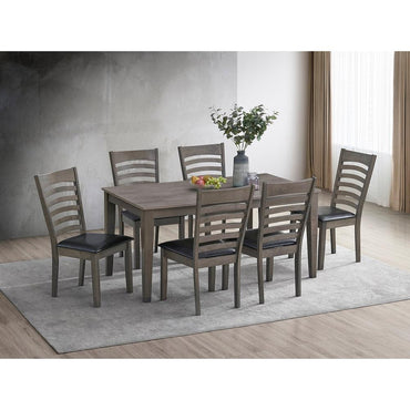 Antique Grey Dining Table with 6 PU Chairs