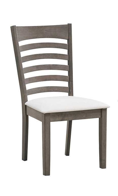 Antique Grey Dining Table with 6 Cream Wooden PU Chairs