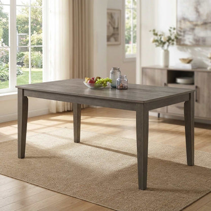 Antique Grey Dining Table with 6 Cream Wooden PU Chairs