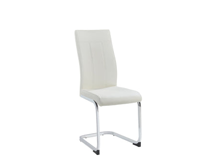 White Marble Glass Dining Table with 6 White PU Chairs