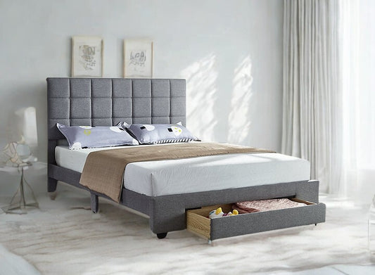 Upholstered Storage Platform Bed Frame with Drawer